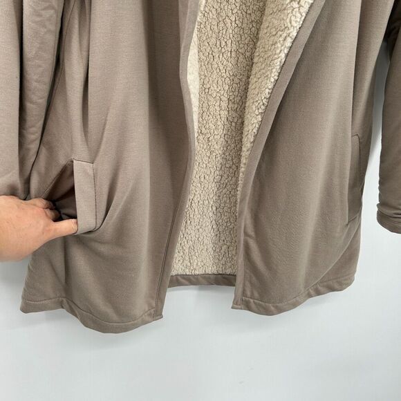 KOOLABURRA By UGG Brown Cream Sherpa Super Soft Open Cardigan Sweater Size Small - Picture 4 of 6